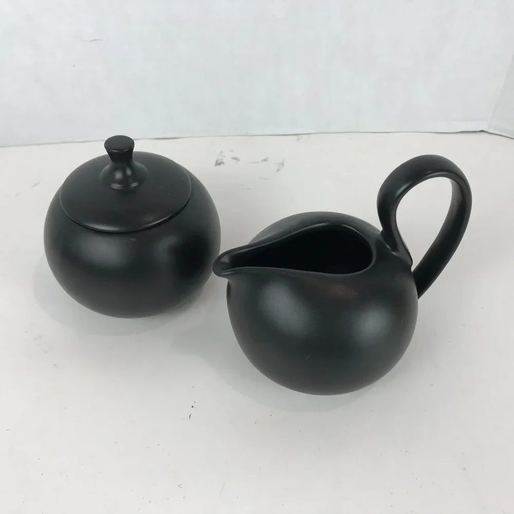 Brown ceramic Chantal Cream and Sugar Set